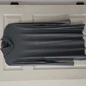 NWT Joan Vass New York Mock Neck Longsleeve Tshirt Dress Steel Blue Green